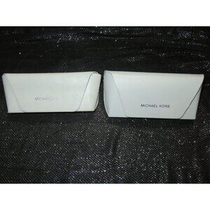 Michael Kors set of 2 white Leather  Hard Cases Sunglasses Glasses Lined